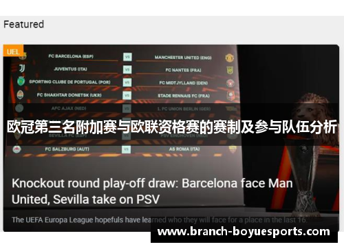 欧冠第三名附加赛与欧联资格赛的赛制及参与队伍分析